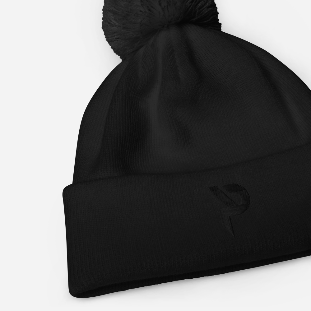 Pumpcore CoreCap™ Pom-Pom Beanie — Black Monogram Edition