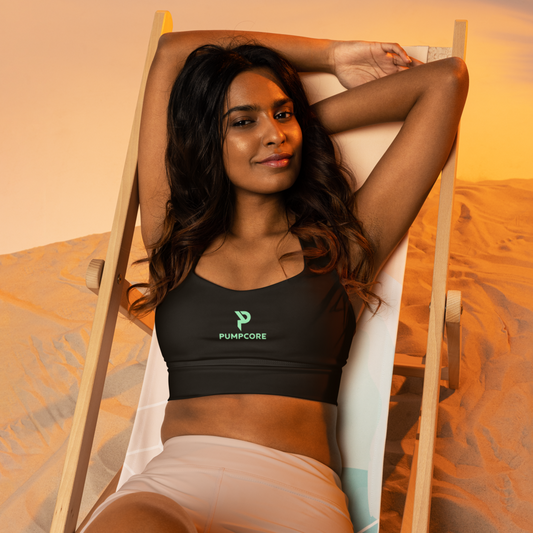 Pumpcore ProFit™ Longline Bra – Bold Black | MetaGreen Logo