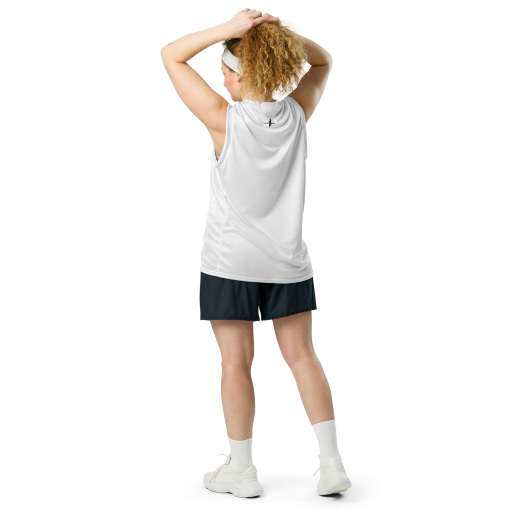 Pumpcore ProFit™ Recycled Basketball Jersey — White | Black Logo