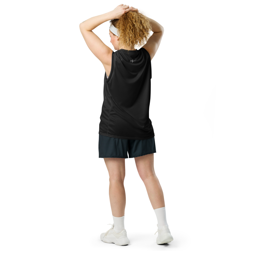 Pumpcore ProFit™ Recycled Basketball Jersey — Bold Black | White Logo