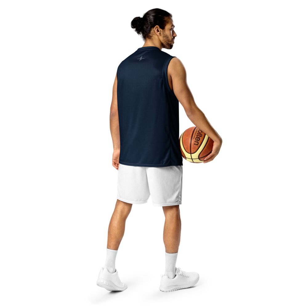 Pumpcore ProFit™ Recycled Basketball Jersey — Deep Navy | Silver Logo
