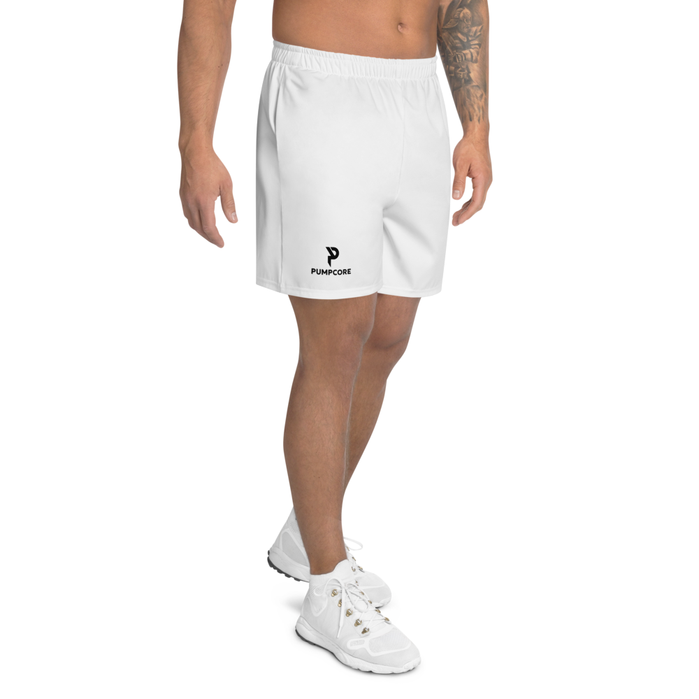 Pumpcore ProFit™ Athletic Long Shorts – Pure White | Black Monogram