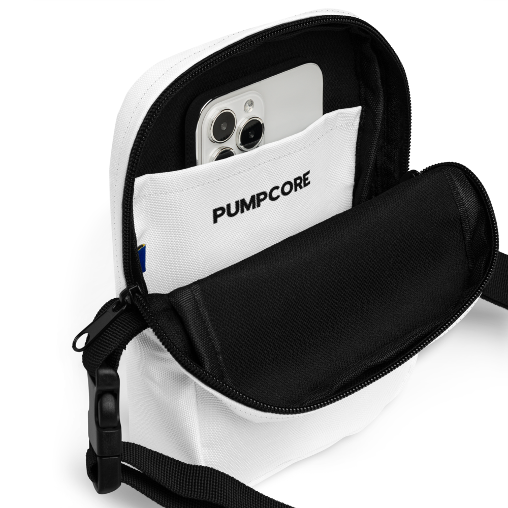 Pumpcore CoreBag™ Utility Crossbody — White | Black Monogram