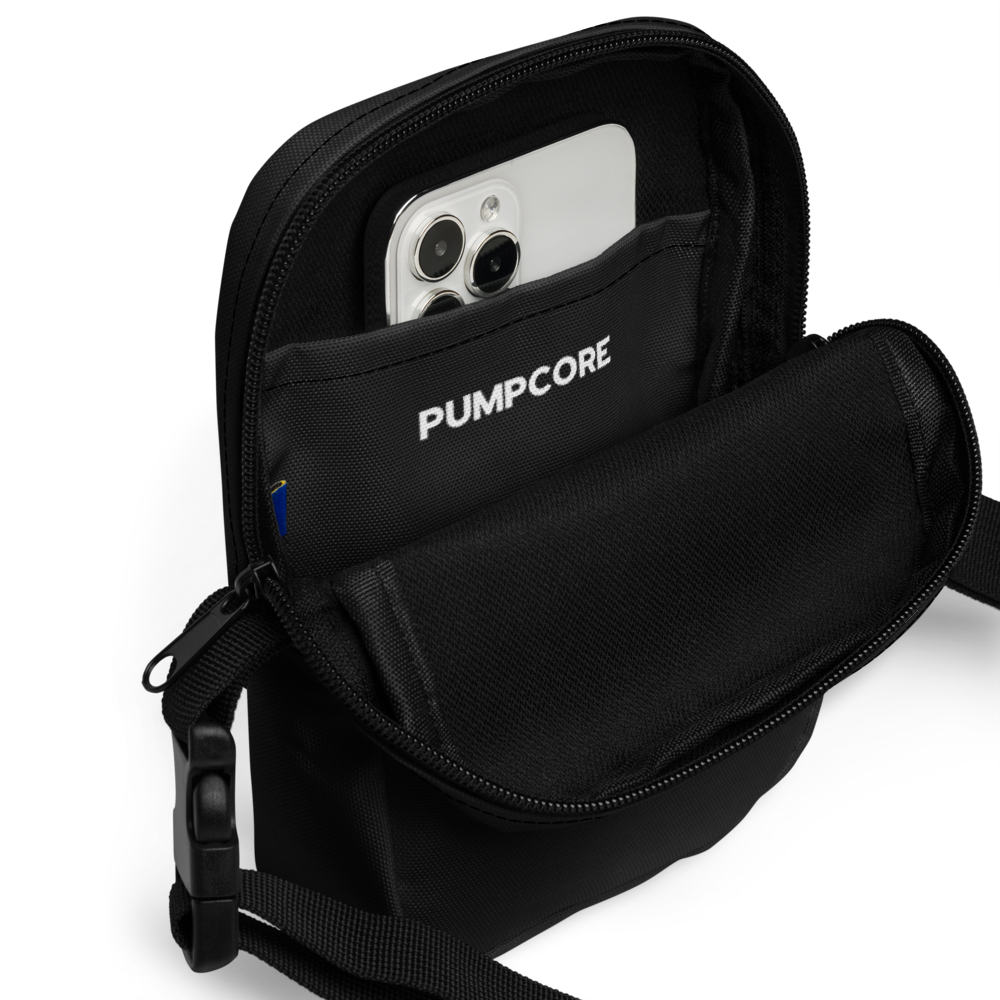 Pumpcore CoreBag™ Utility Crossbody — Bold Black | White Monogram