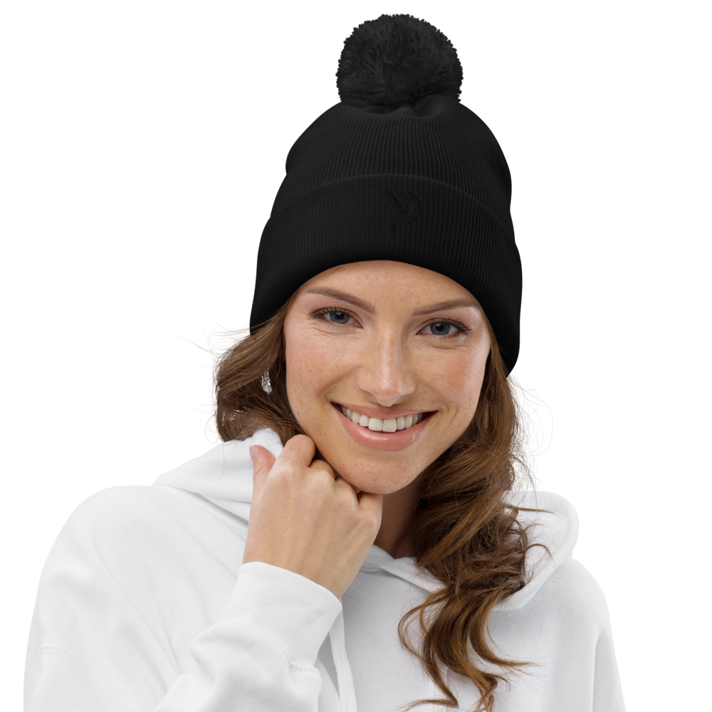 Pumpcore CoreCap™ Pom-Pom Beanie — Black Monogram Edition