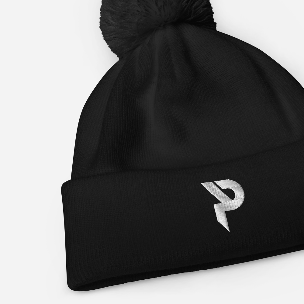 Pumpcore CoreCap™ Pom-Pom Beanie — White Monogram Edition