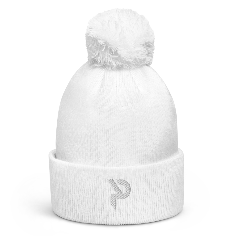 Pumpcore CoreCap™ Pom-Pom Beanie — White Monogram Edition