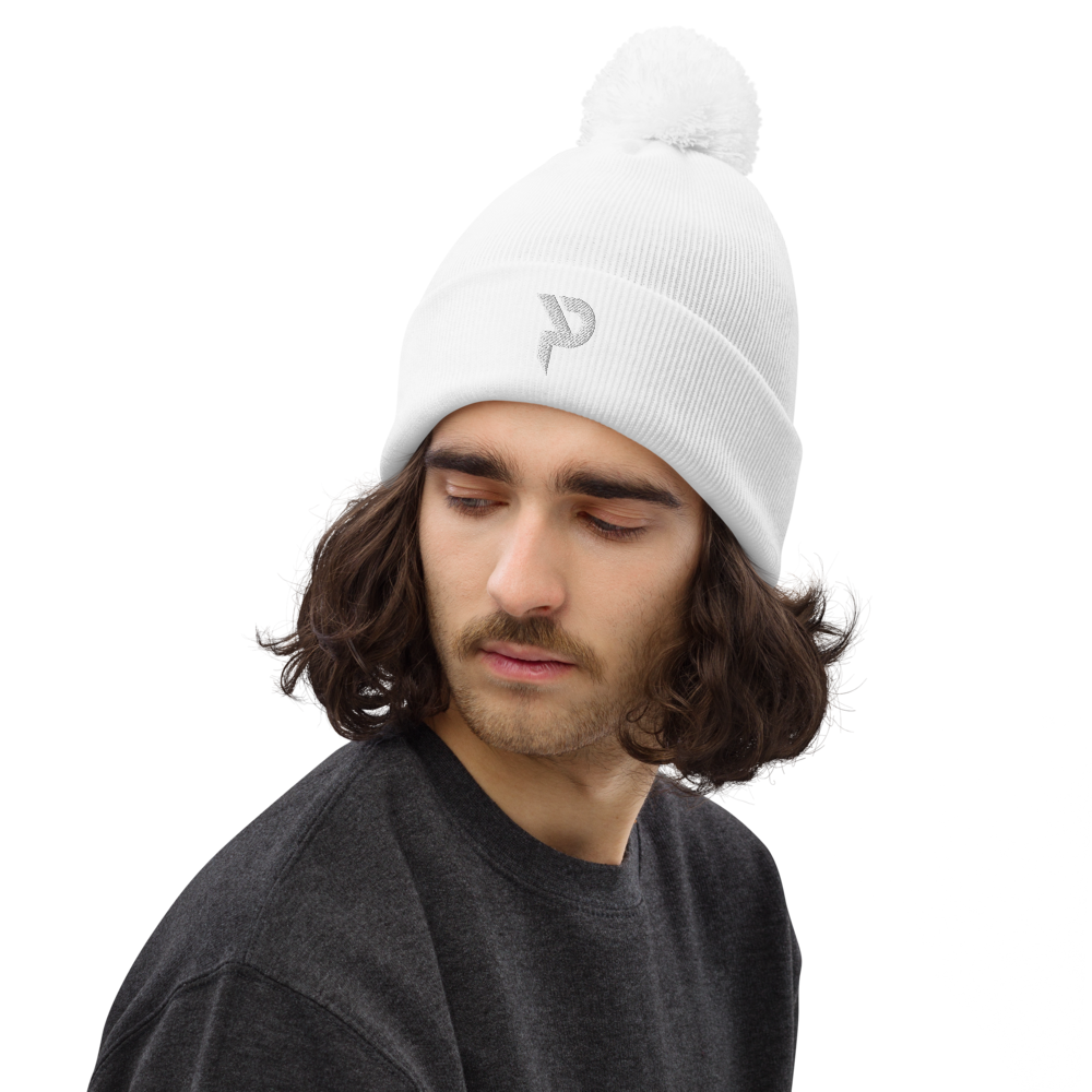 Pumpcore CoreCap™ Pom-Pom Beanie — White Monogram Edition