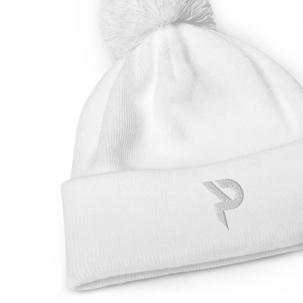 Pumpcore CoreCap™ Pom-Pom Beanie — White Monogram Edition