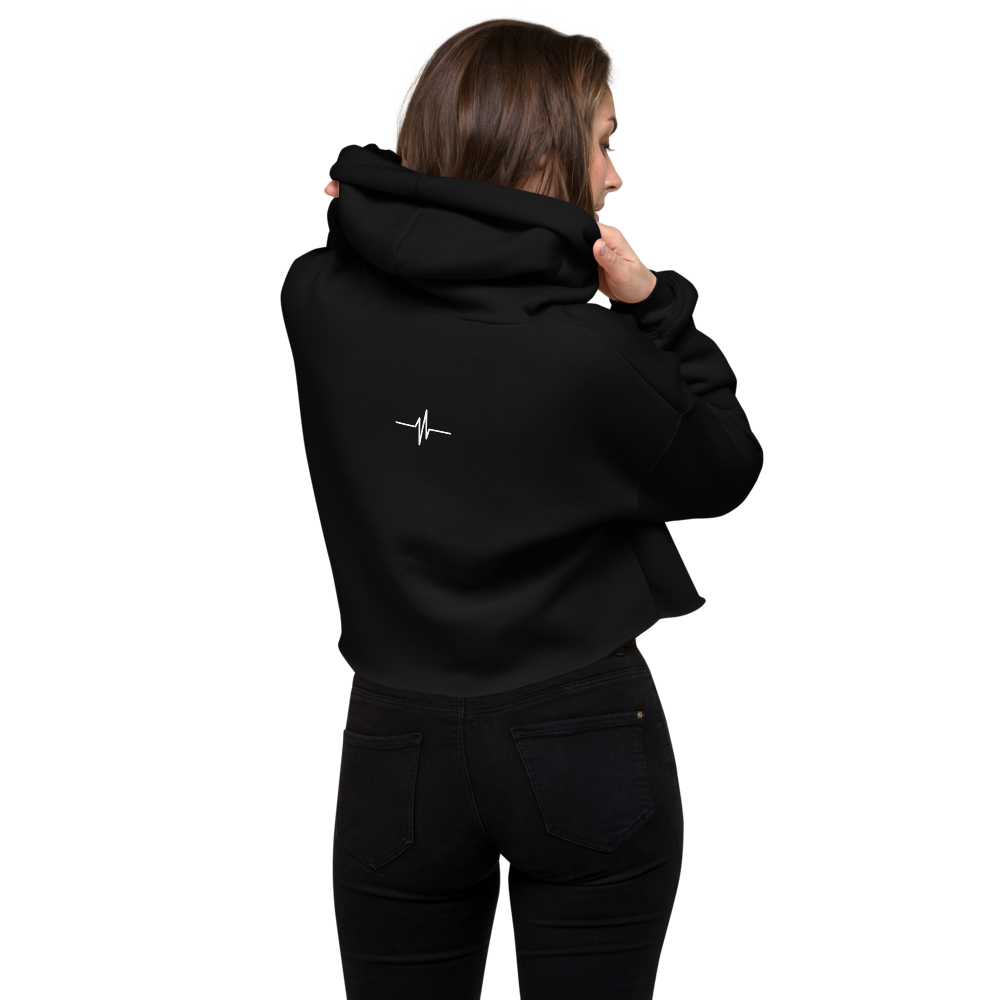 Pumpcore Women’s Cropped Black Hoodie – Soft Pastel Edition