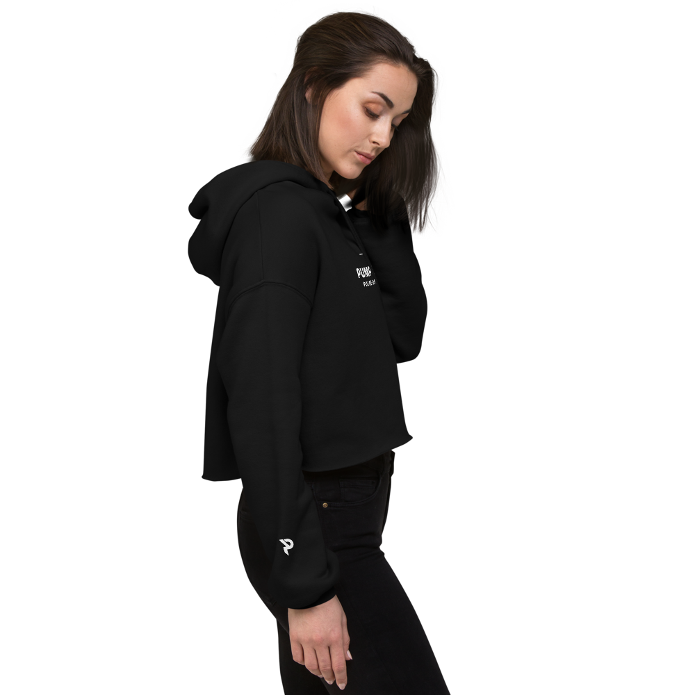 Pumpcore Women’s Cropped Black Hoodie – Soft Pastel Edition